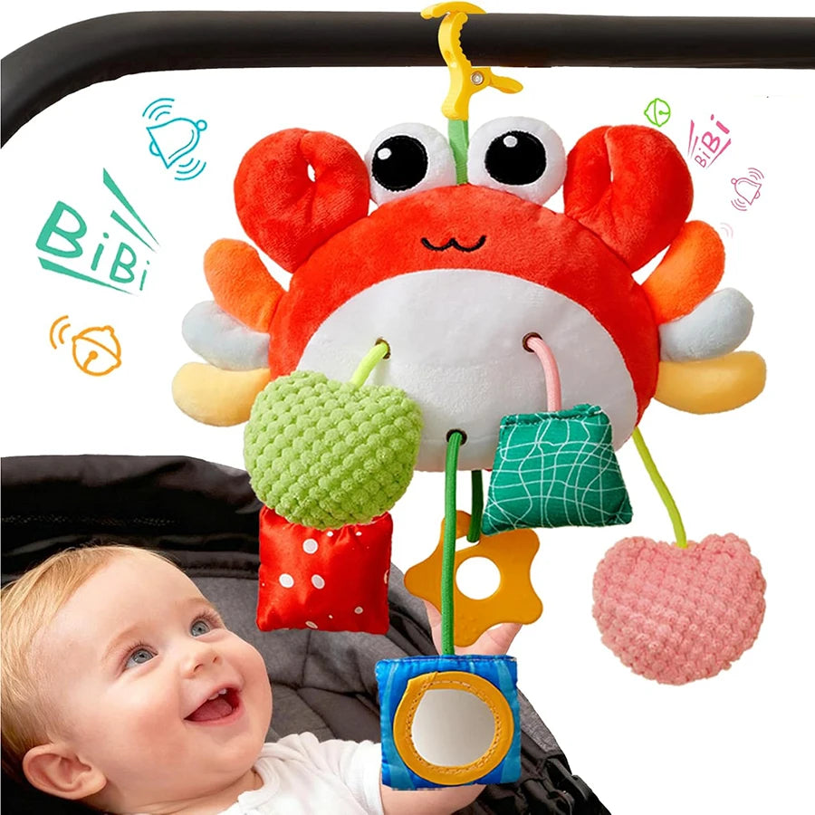 Baby Car Seat Sensory Toy with Rattle & Mirror 0-6M