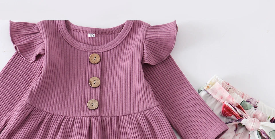 Newborn Baby Girl Knit Long Sleeve Top & Floral Pants Set