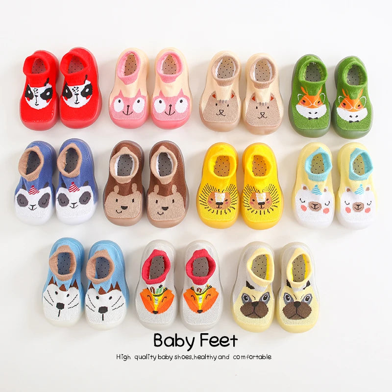 Baby Socks Shoes | Anti-Slip Soft Rubber Animal Style First Walkers