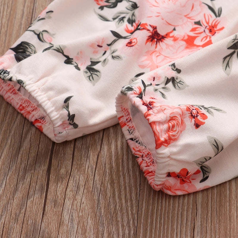 Newborn Baby Girl Knit Long Sleeve Top & Floral Pants Set