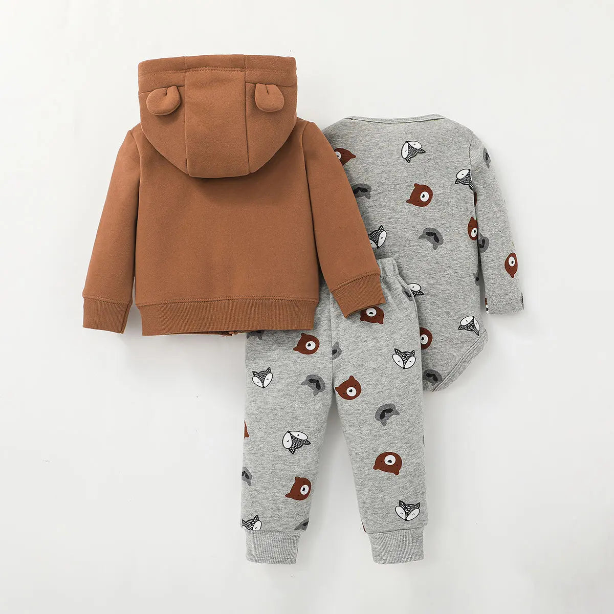 Baby 3-Piece Hooded Coat, Romper & Trousers Set