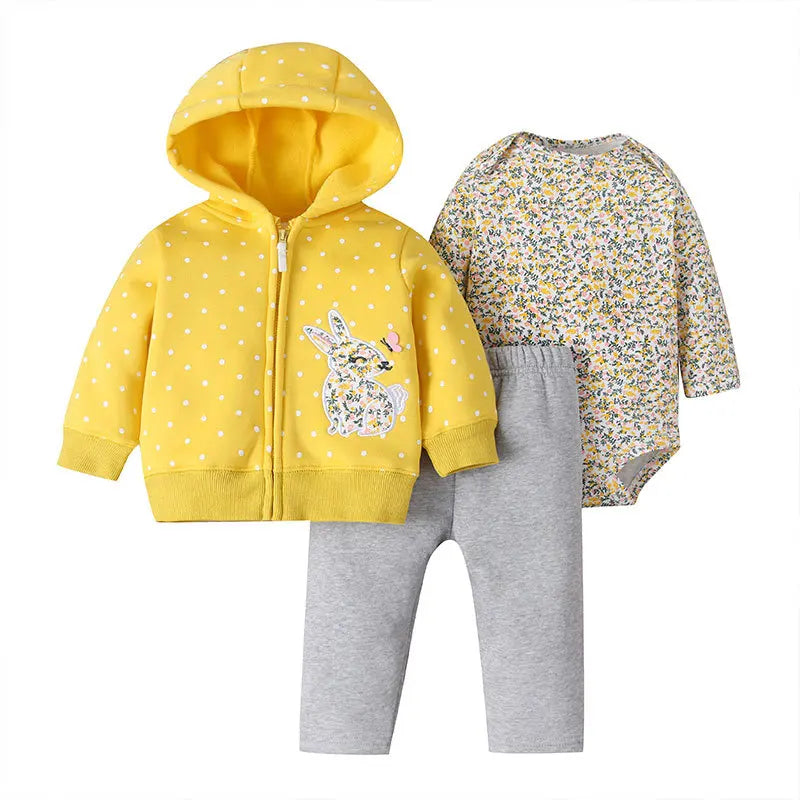 Baby 3-Piece Hooded Coat, Romper & Trousers Set