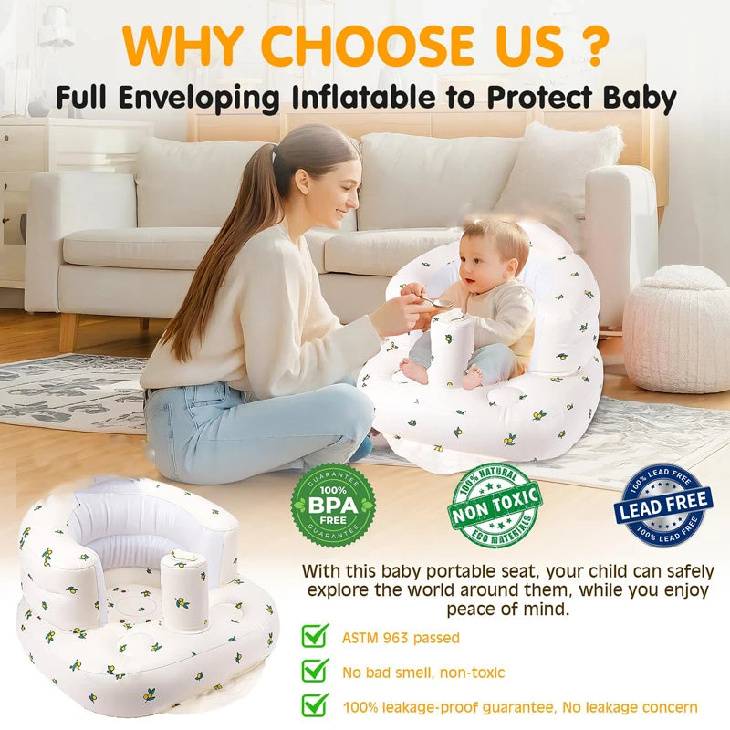 Inflatable Baby Floor Seat with Built-In Air Pump 3-36M