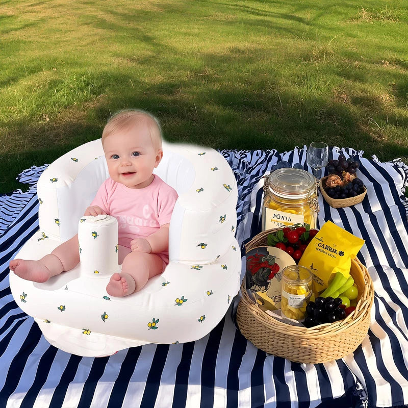 Inflatable Baby Floor Seat with Built-In Air Pump 3-36M
