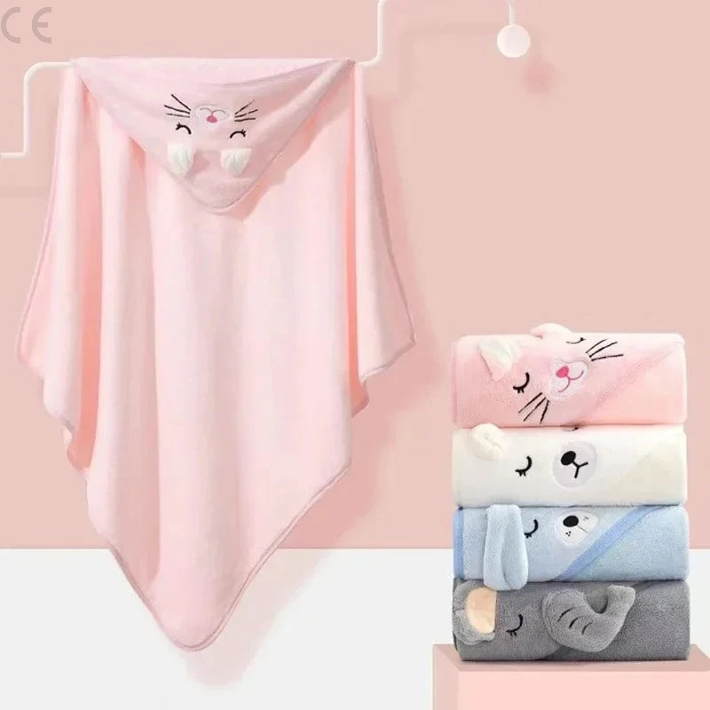 Soft Coral Fleece Baby Bathrobe & Hooded Towel