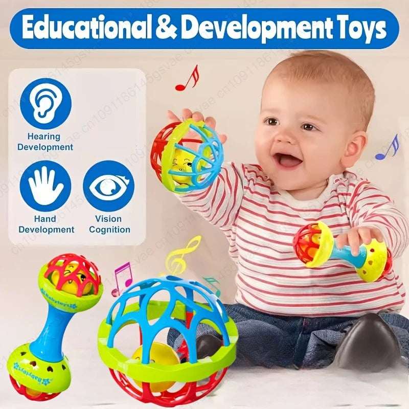 Baby Rattle Shaker Grab & Spin Sensory Toy 0-12M