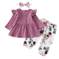 Newborn Baby Girl Knit Long Sleeve Top & Floral Pants Set