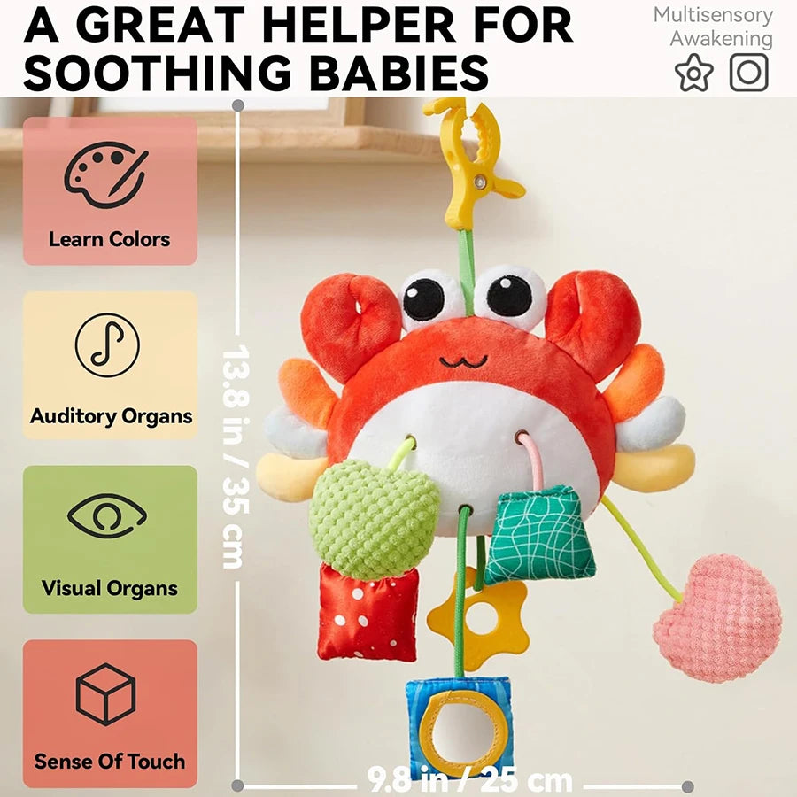 Baby Car Seat Sensory Toy with Rattle & Mirror 0-6M