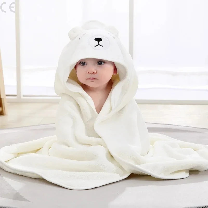 Soft Coral Fleece Baby Bathrobe & Hooded Towel