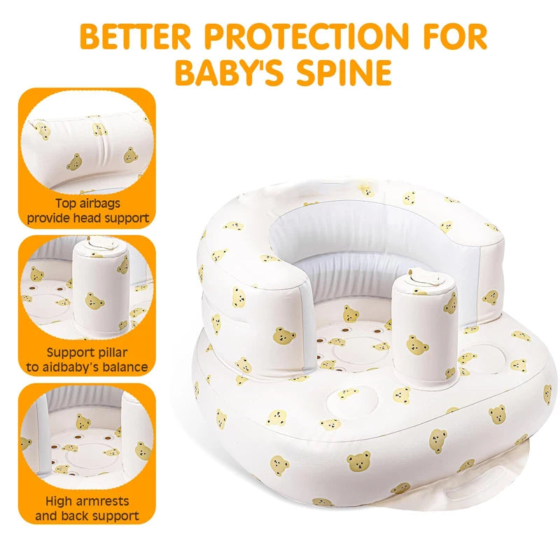 Inflatable Baby Floor Seat with Built-In Air Pump 3-36M