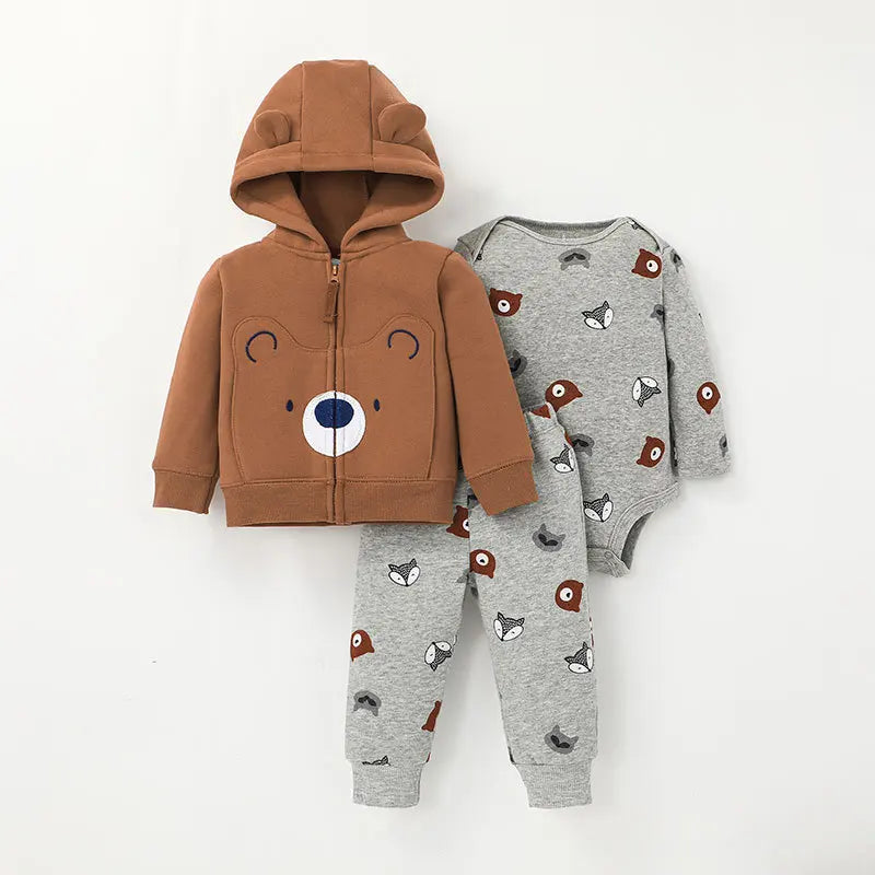 Baby 3-Piece Hooded Coat, Romper & Trousers Set