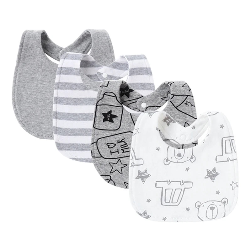 4-Piece Baby Bibs & Burp Cloths Set for Boys & Girls