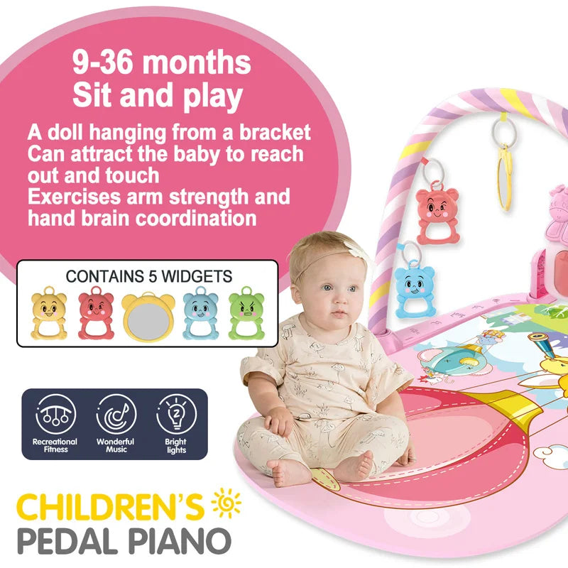 Baby Fitness Play Gym with Piano & Crawling Mat 0-36M