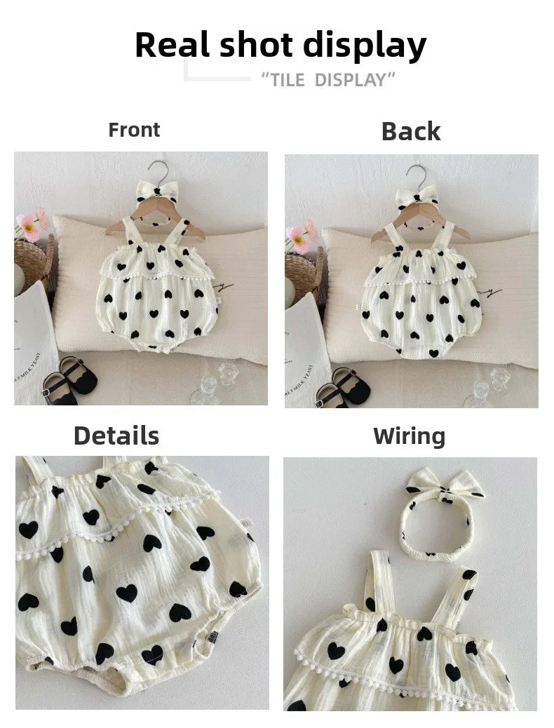 Newborn Sleeveless Bow Camisole Jumpsuit