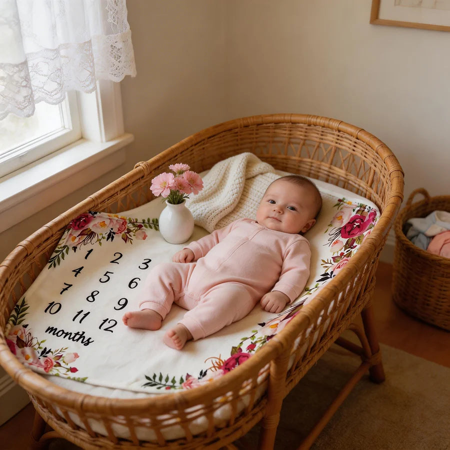 Baby Milestone Flannel Blanket Photography Prop