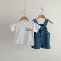 Baby Girl & Boy T-Shirt with Denim Jumpsuit 2-Piece Set