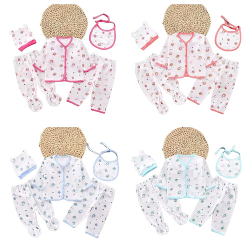 5-Piece Newborn Baby Outfit Set with Bib & Hat