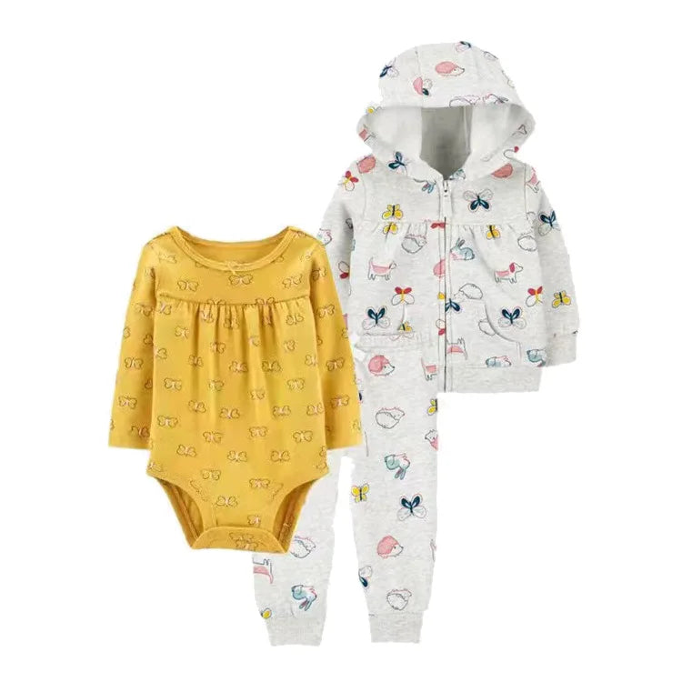 Baby 3-Piece Hooded Coat, Romper & Trousers Set