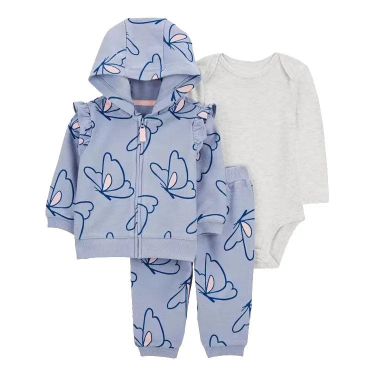 Baby 3-Piece Hooded Coat, Romper & Trousers Set