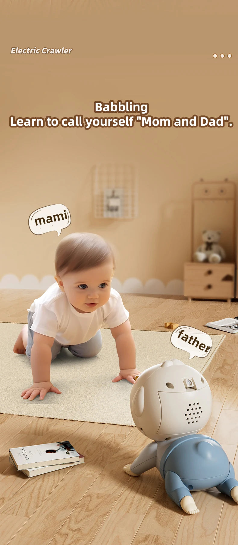 Crawling Guidance Musical Doll Toy for Babies 0-12M