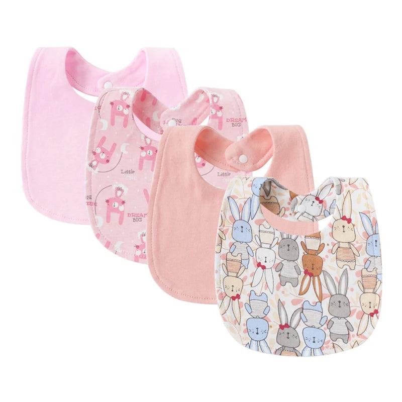 4-Piece Baby Bibs & Burp Cloths Set for Boys & Girls