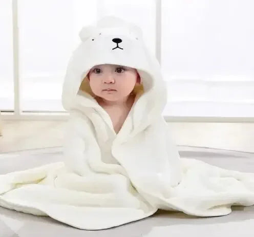 Soft Coral Fleece Baby Bathrobe & Hooded Towel