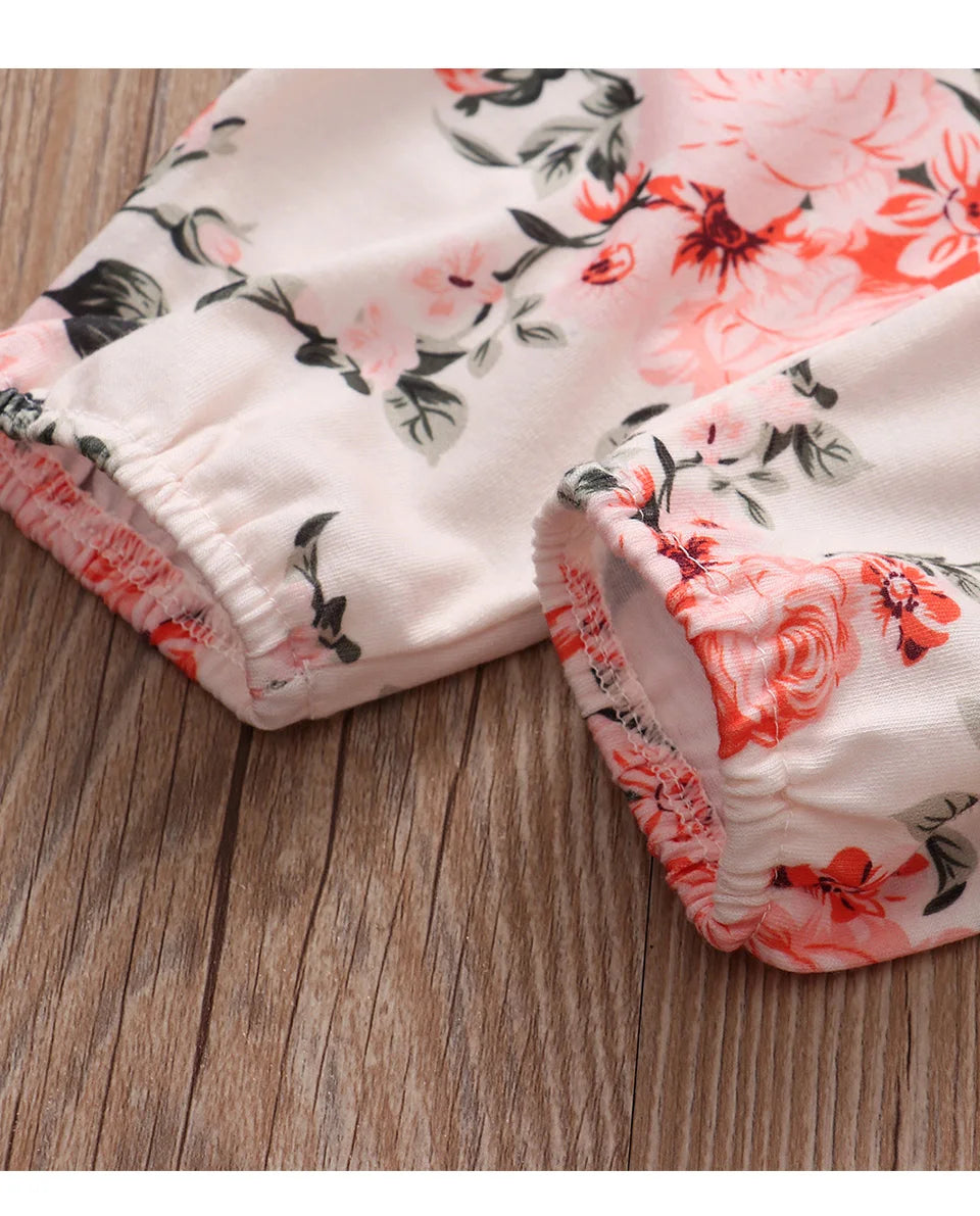 Newborn Baby Girl Knit Long Sleeve Top & Floral Pants Set