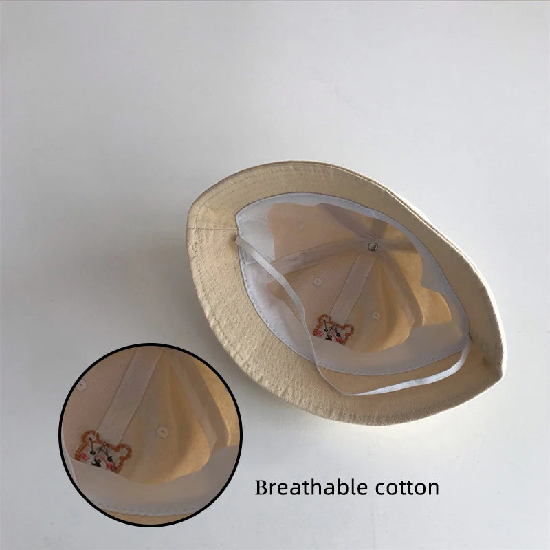 Cartoon Bear Baby Bucket Sun Hat Soft Cotton