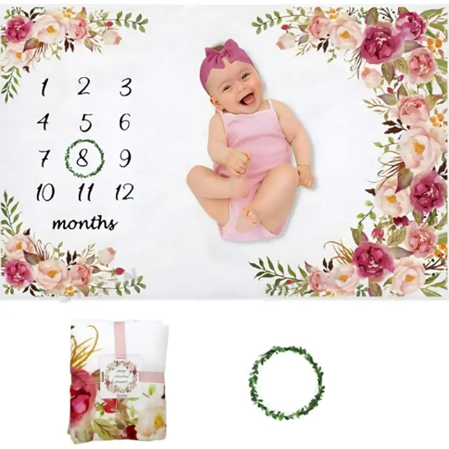 Baby Milestone Flannel Blanket Photography Prop