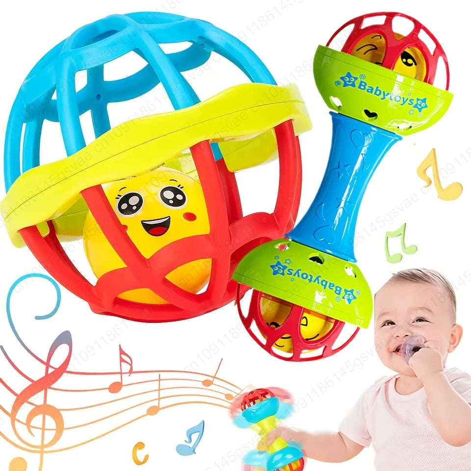 Baby Rattle Shaker Grab & Spin Sensory Toy 0-12M