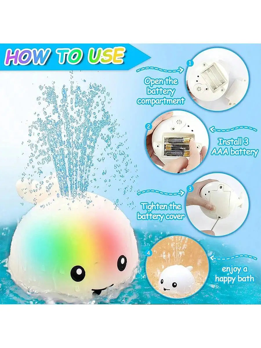 Light-Up Whale Sprinkler Bath Toy for Kids 6-36M