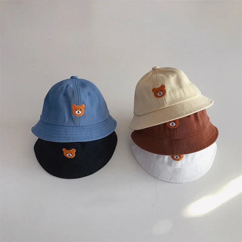 Cartoon Bear Baby Bucket Sun Hat Soft Cotton
