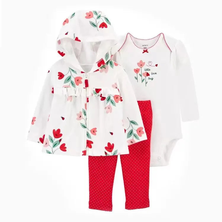Baby 3-Piece Hooded Coat, Romper & Trousers Set