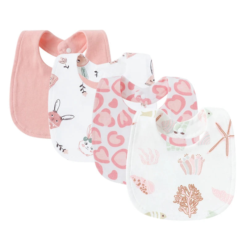 4-Piece Baby Bibs & Burp Cloths Set for Boys & Girls