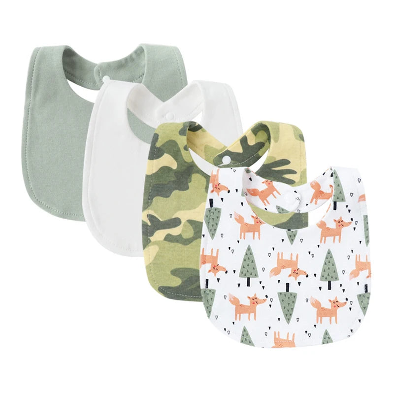 4-Piece Baby Bibs & Burp Cloths Set for Boys & Girls