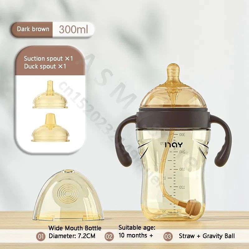 Wide Mouth Newborn Baby Bottle with Learning Nipple
