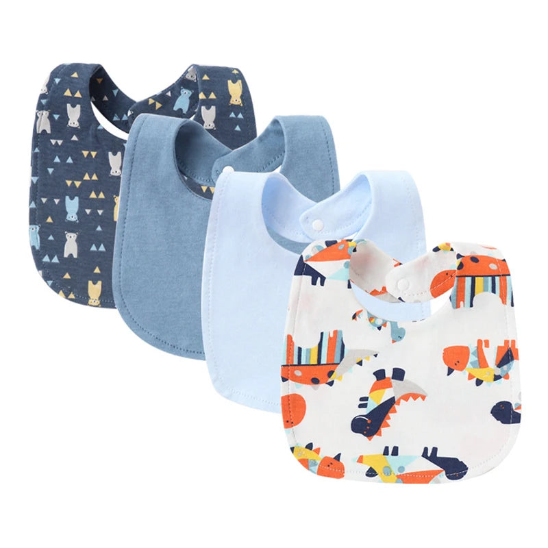 4-Piece Baby Bibs & Burp Cloths Set for Boys & Girls