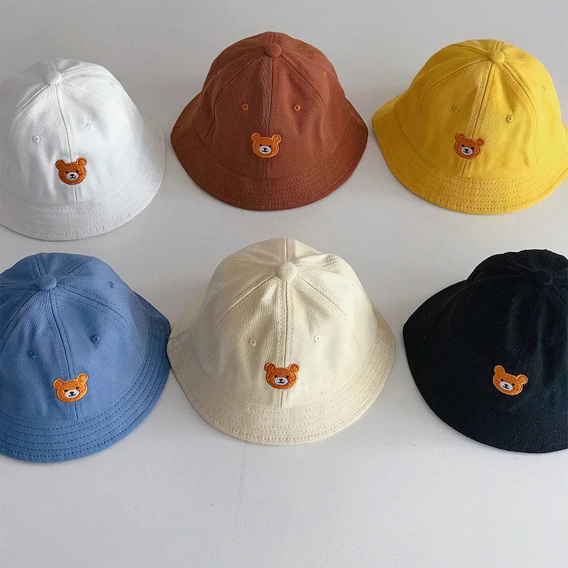Cartoon Bear Baby Bucket Sun Hat Soft Cotton