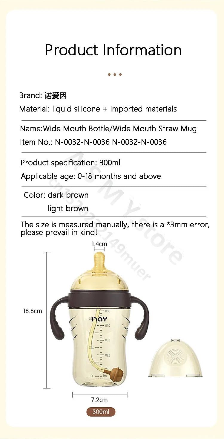 Wide Mouth Newborn Baby Bottle with Learning Nipple