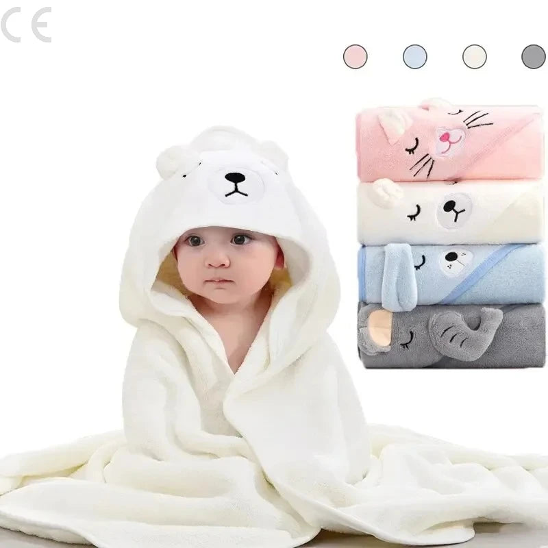 Soft Coral Fleece Baby Bathrobe & Hooded Towel