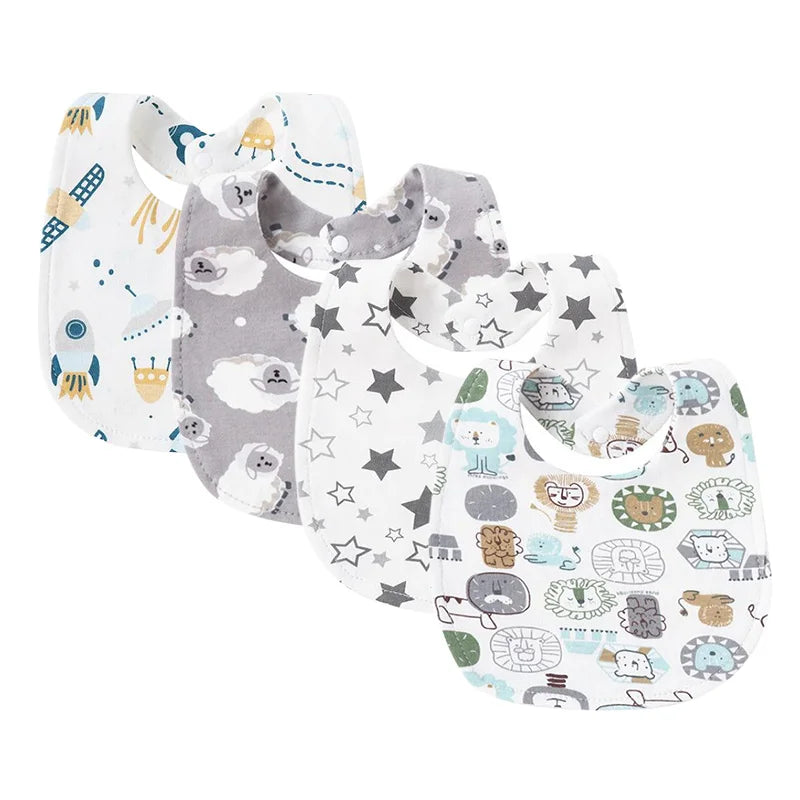 4-Piece Baby Bibs & Burp Cloths Set for Boys & Girls