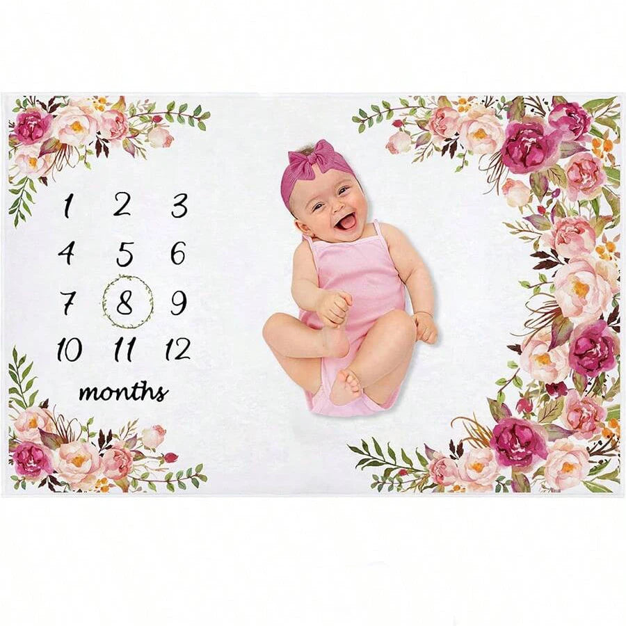Baby Milestone Flannel Blanket Photography Prop