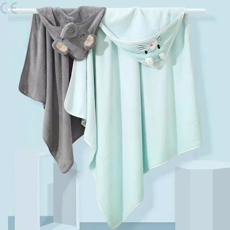Soft Coral Fleece Baby Bathrobe & Hooded Towel