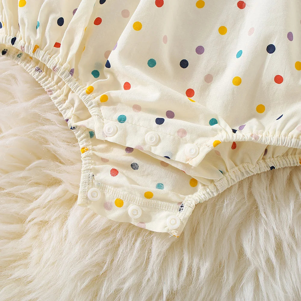 Flower Embroidered Baby Bodysuit | Colorful Polka Dot Print 3-18M
