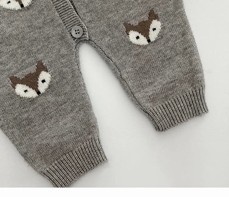 Baby Boy & Girl Cartoon Knit Jumpsuit Autumn Winter Climbing Clothes