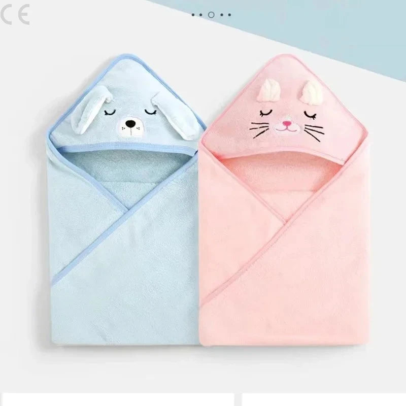 Soft Coral Fleece Baby Bathrobe & Hooded Towel