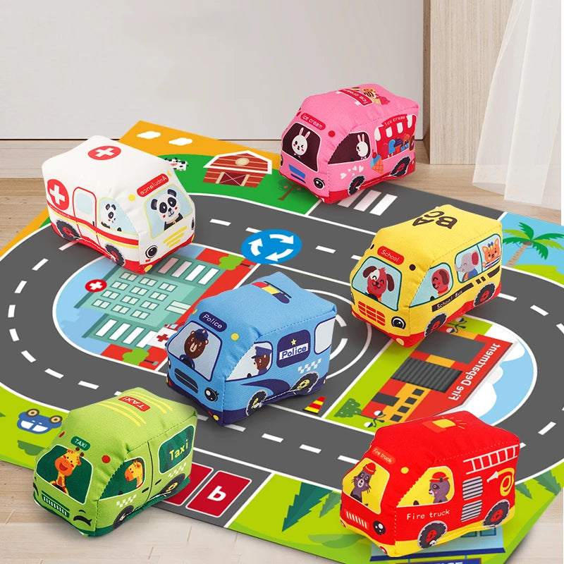Soft Car Toy Set with Play Mat for Toddlers 12-18M