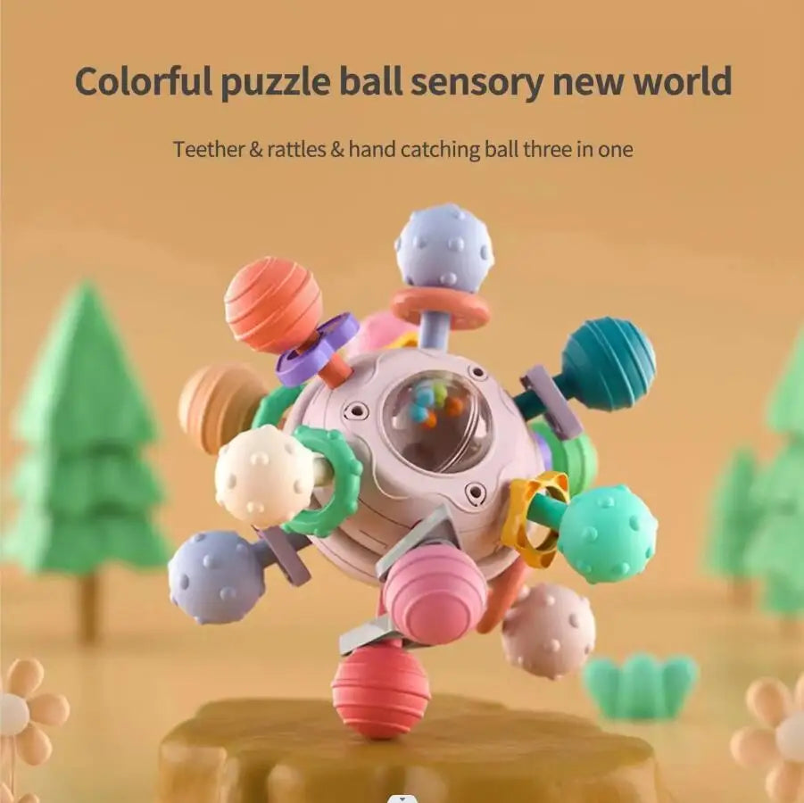 Sensory Teething Rattle Toy for Babies 0-36 Months