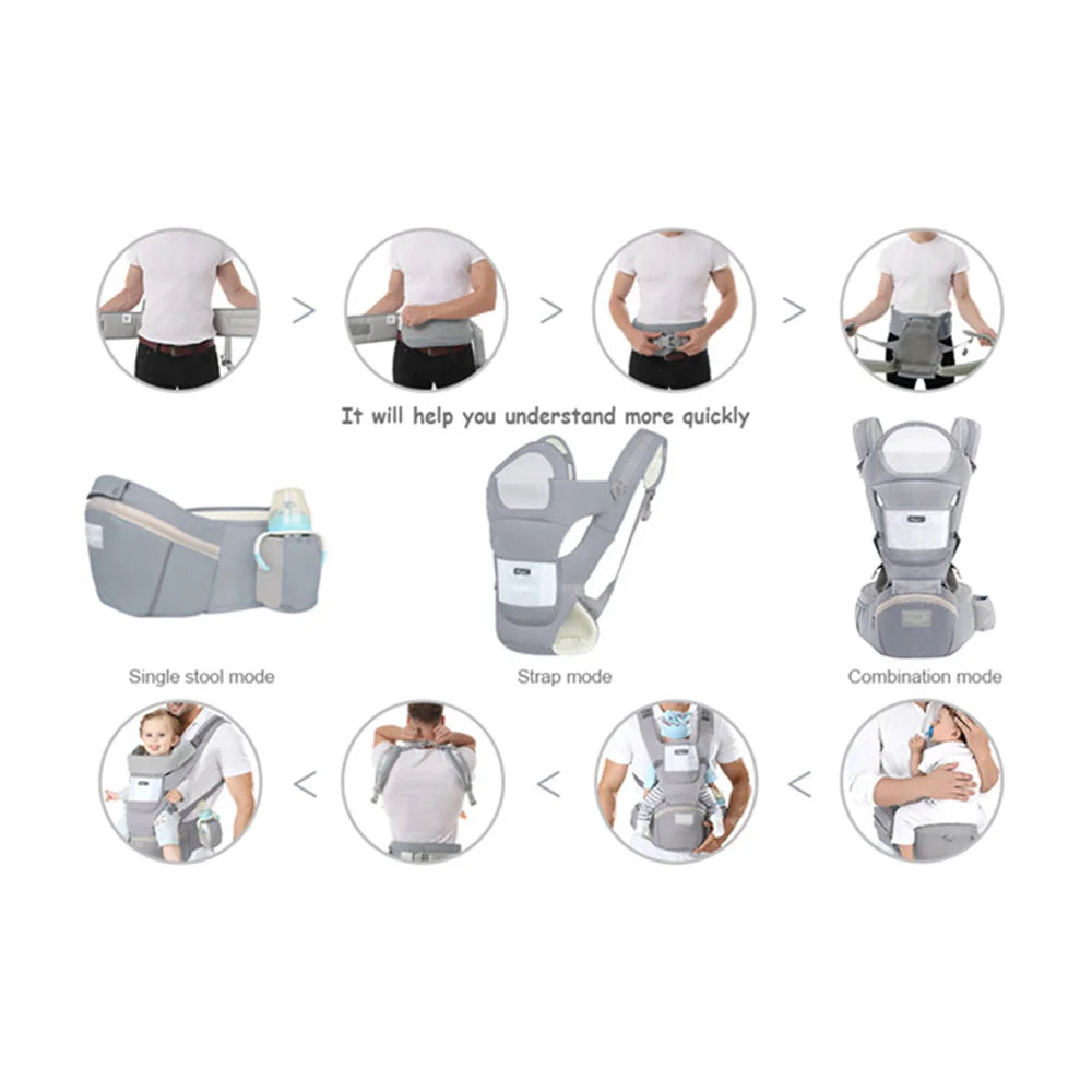 Ergonomic Baby Carrier with Hipseat | Front-Facing & Kangaroo Carry