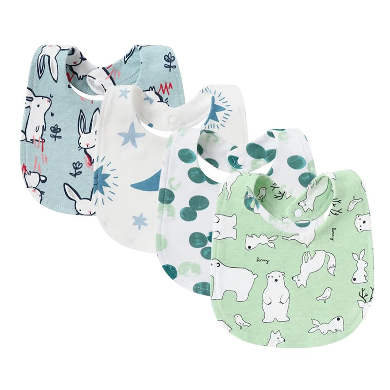 4-Piece Baby Bibs & Burp Cloths Set for Boys & Girls